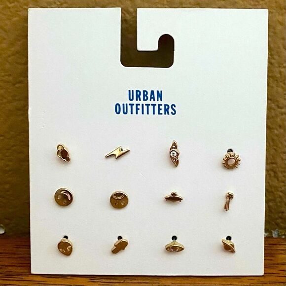 NWT New Urban Outfitters UO Gold Stud Icon Earring Set 12 earrings Mix & Match - Picture 1 of 3